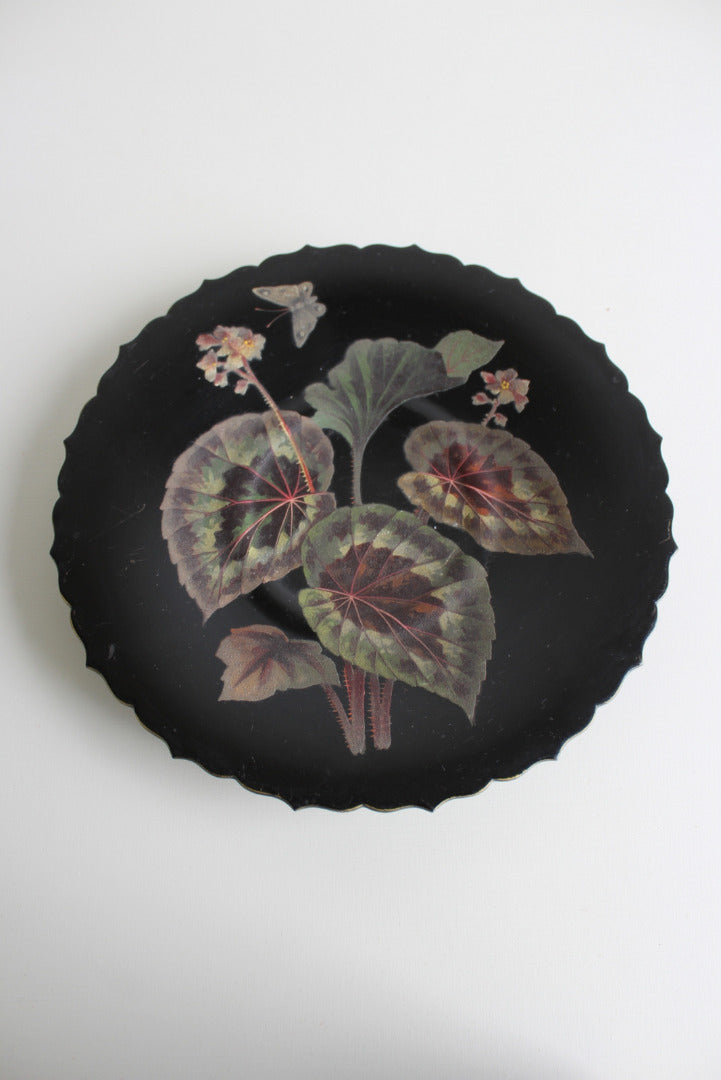 Black Lacquer Floral Dish - Kernow Furniture