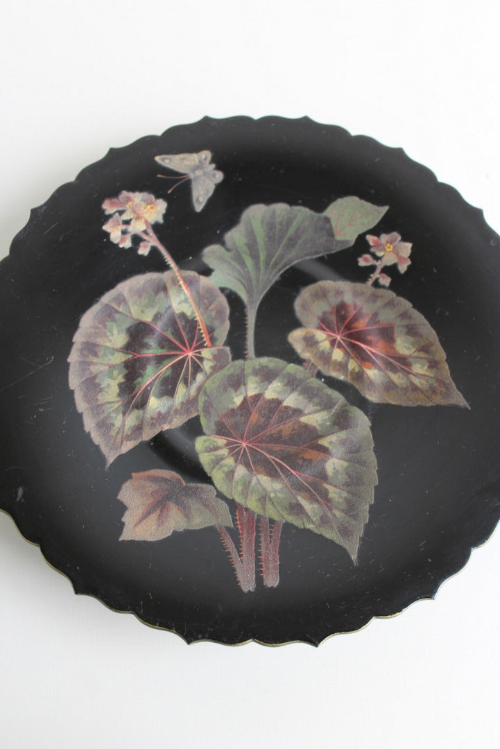 Black Lacquer Floral Dish - Kernow Furniture