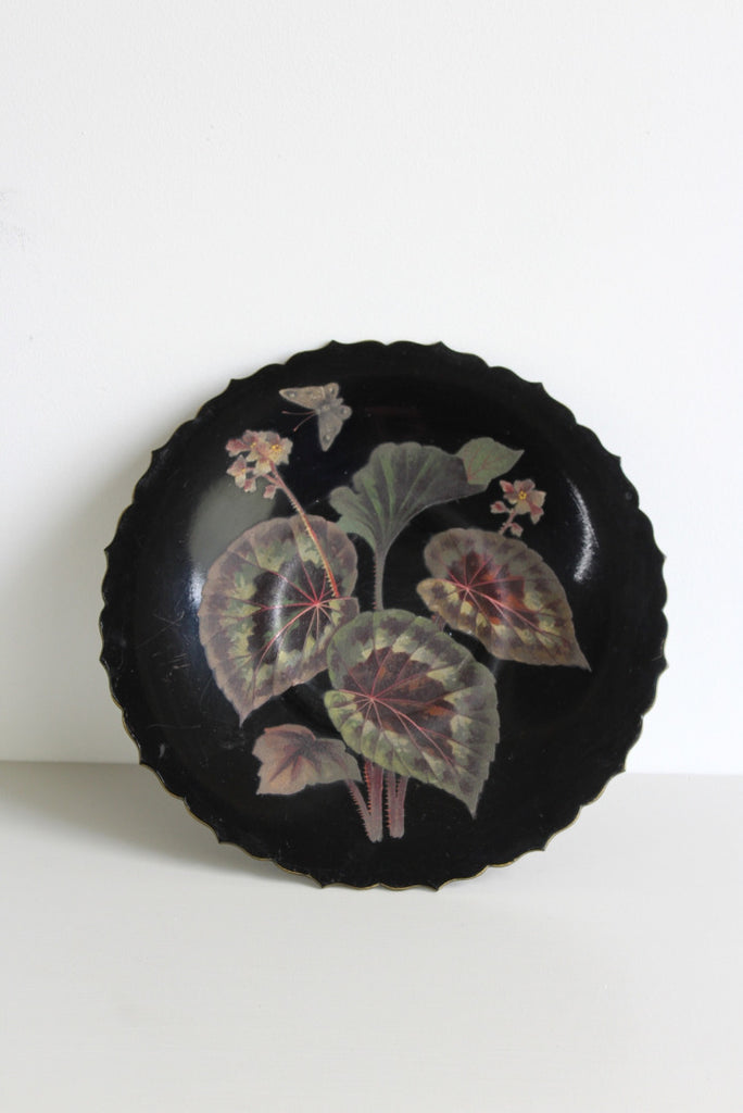 Black Lacquer Floral Dish - Kernow Furniture