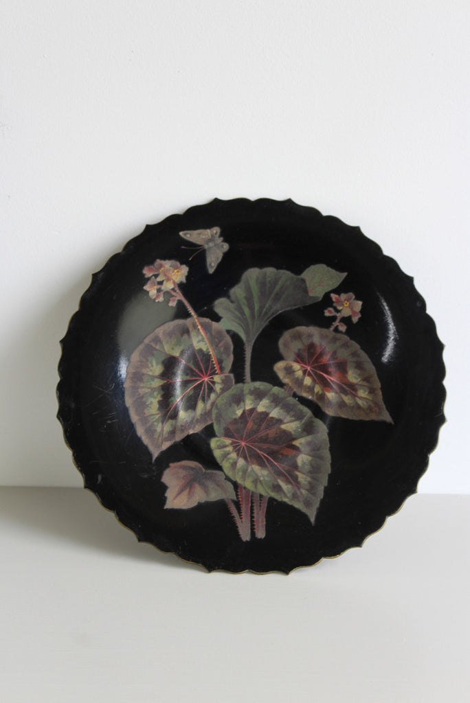 Black Lacquer Floral Dish - Kernow Furniture