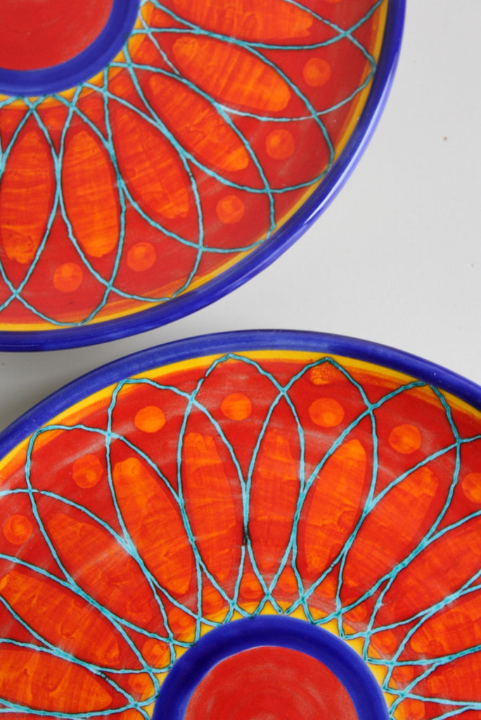 Pair Santo Stefano Large Glazed Pottery Plates - Kernow Furniture