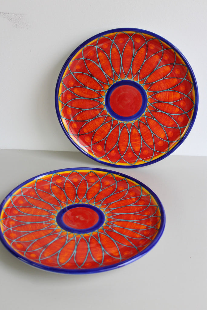 Pair Santo Stefano Large Glazed Pottery Plates - Kernow Furniture