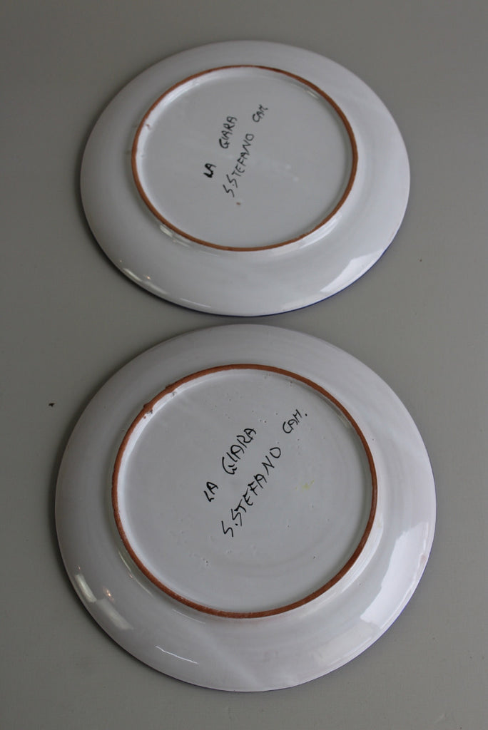 Pair Santo Stefano Large Glazed Pottery Plates - Kernow Furniture
