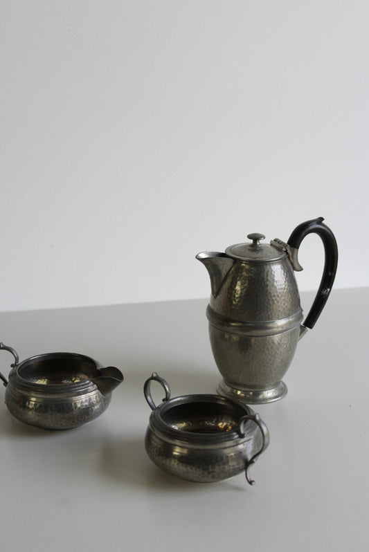 Hammered English Pewter Part Tea Set - Kernow Furniture