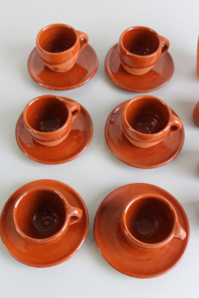Glazed Terracotta Coffee Cups & Milk Pourer - Kernow Furniture
