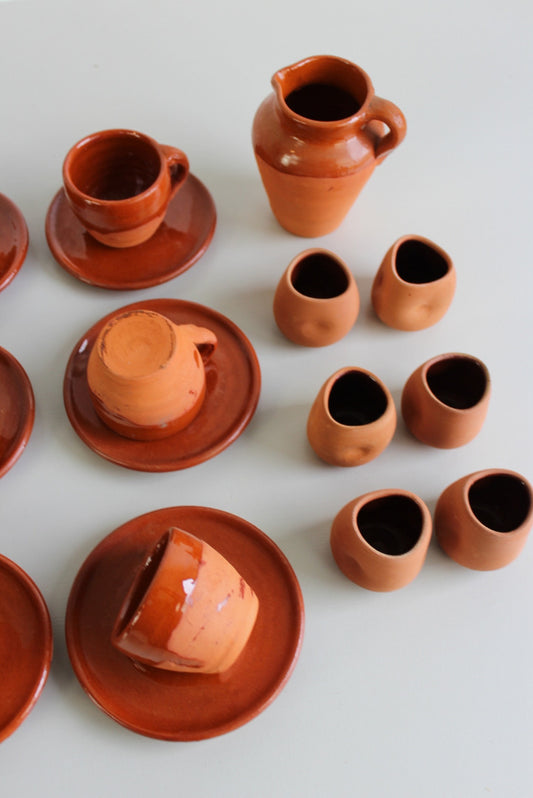 Glazed Terracotta Coffee Cups & Milk Pourer - Kernow Furniture