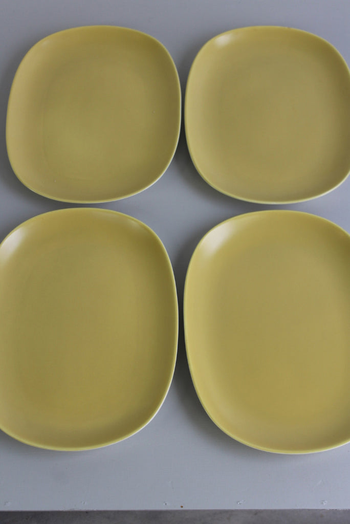4 Retro Yellow Poole Pottery Dinner Plates - Kernow Furniture