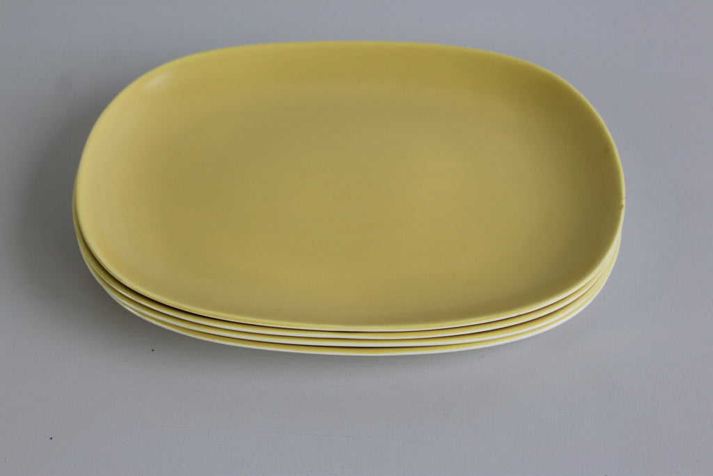 4 Retro Yellow Poole Pottery Dinner Plates - Kernow Furniture