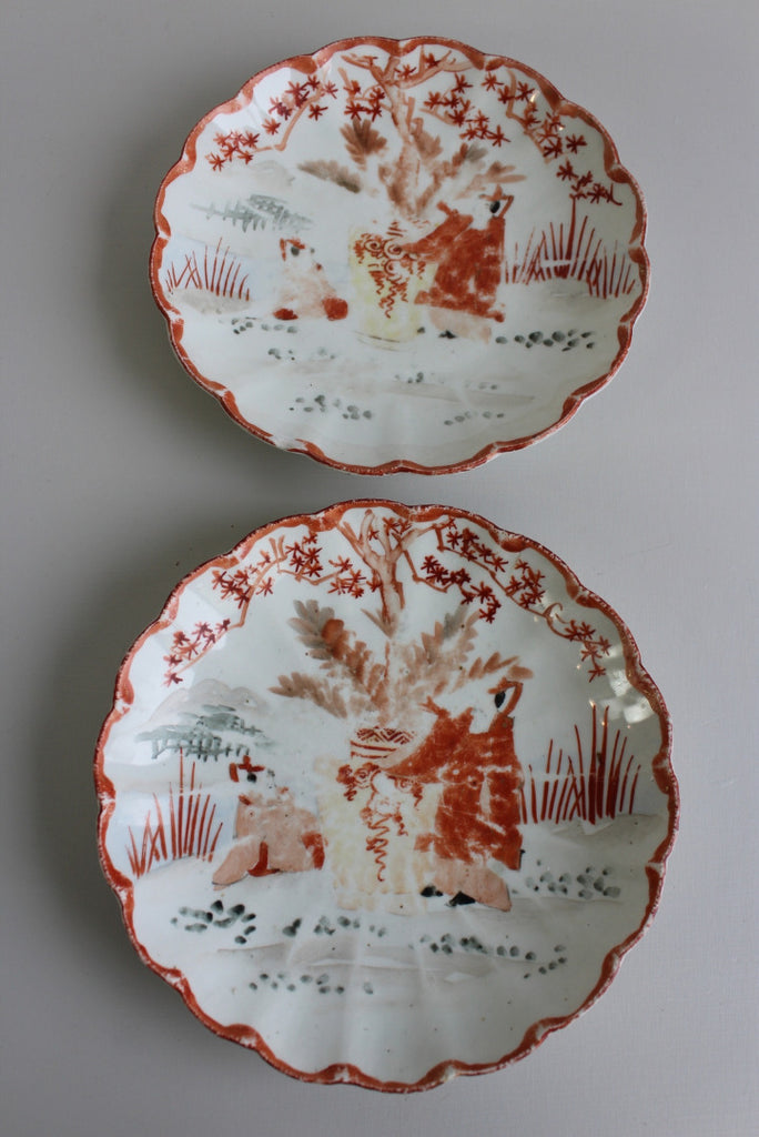 Pair Vintage Oriental Chinese Plates - Kernow Furniture