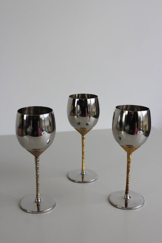3 x Vintage Viners Stuart Devlin Goblets - Kernow Furniture