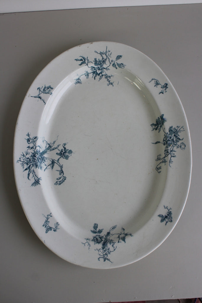Large Blue & White Floral Serving Plate - Kernow Furniture