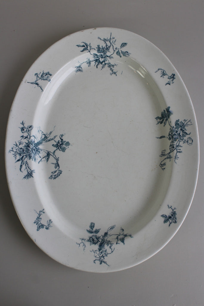 Large Blue & White Floral Serving Plate - Kernow Furniture