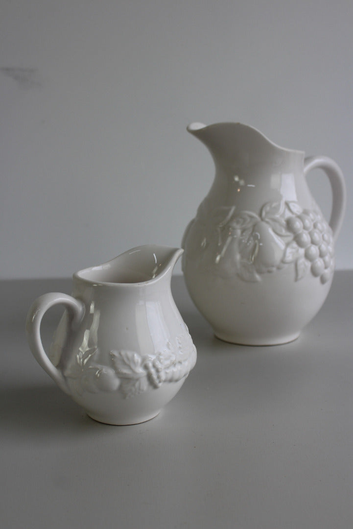 Pair Vintage M&S White Jugs - Kernow Furniture