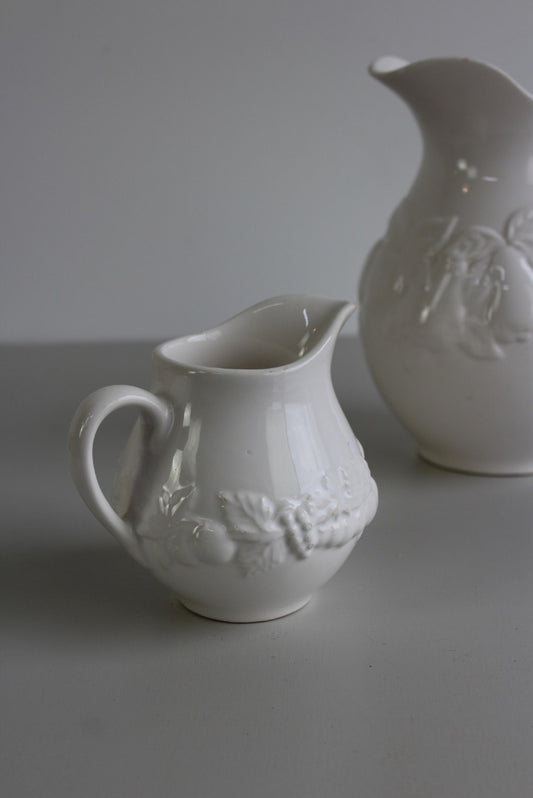 Pair Vintage M&S White Jugs - Kernow Furniture