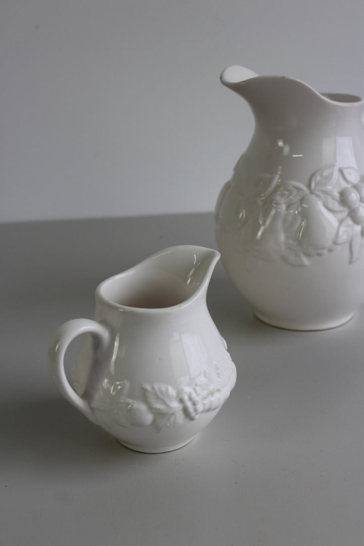 Pair Vintage M&S White Jugs - Kernow Furniture