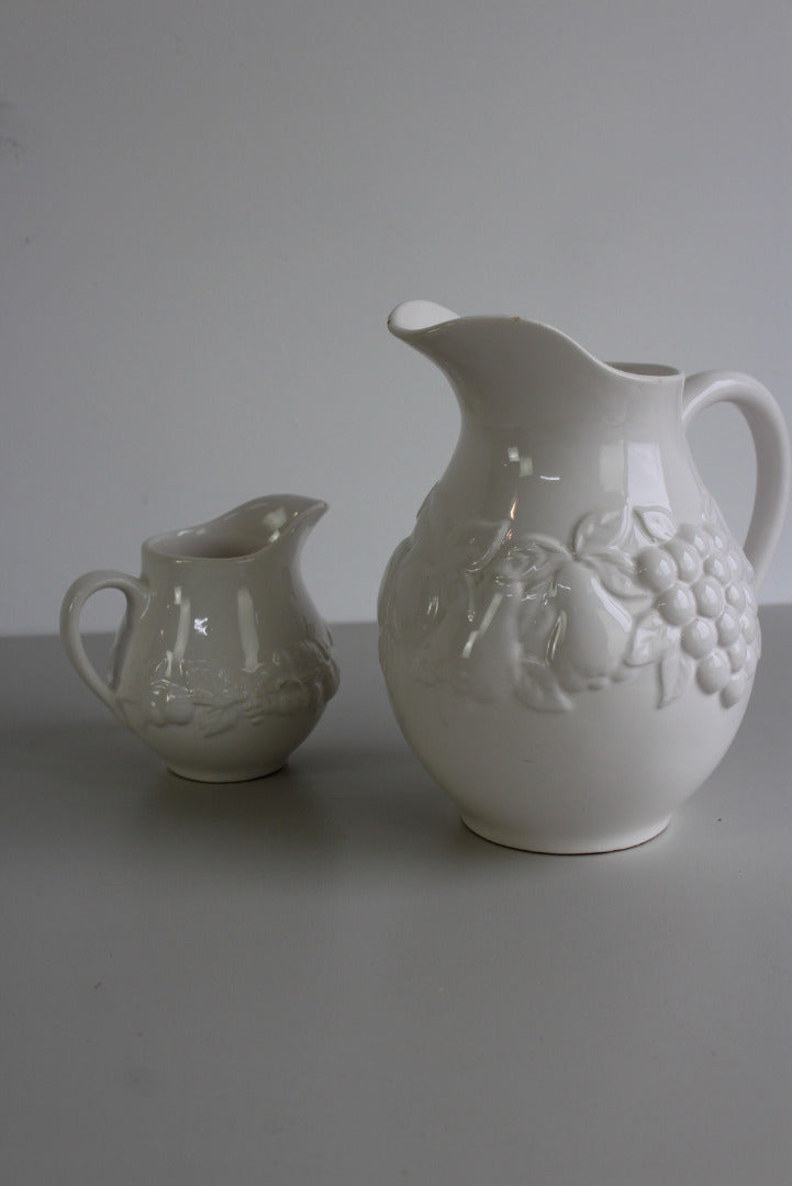 Pair Vintage M&S White Jugs - Kernow Furniture