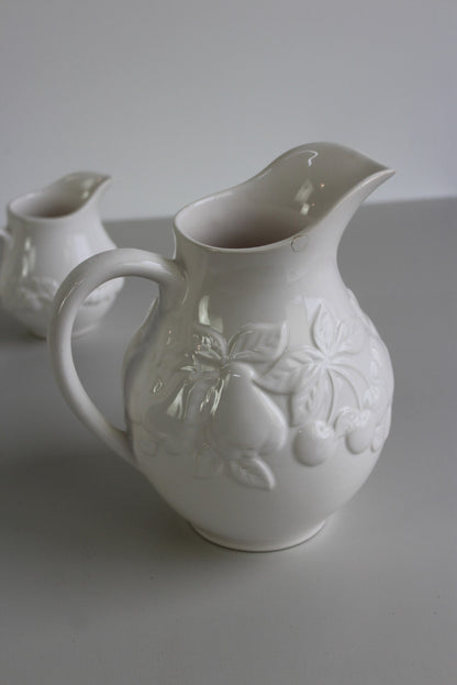 Pair Vintage M&S White Jugs - Kernow Furniture