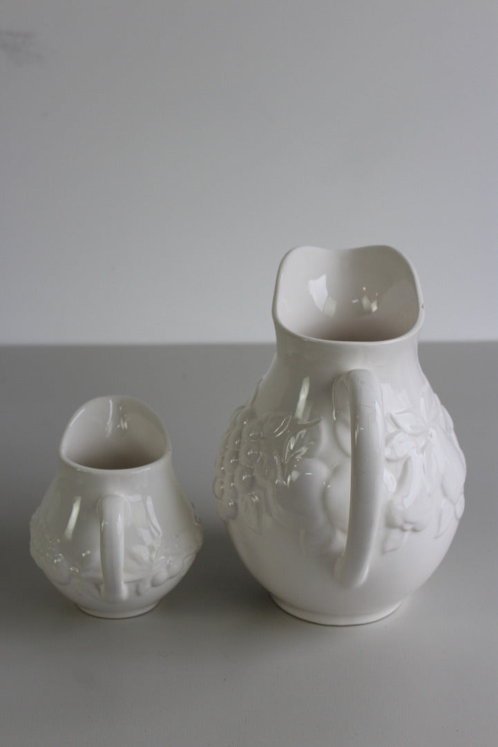 Pair Vintage M&S White Jugs - Kernow Furniture