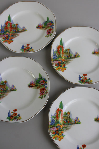 4 Vintage 1940s Tea Plates - Kernow Furniture