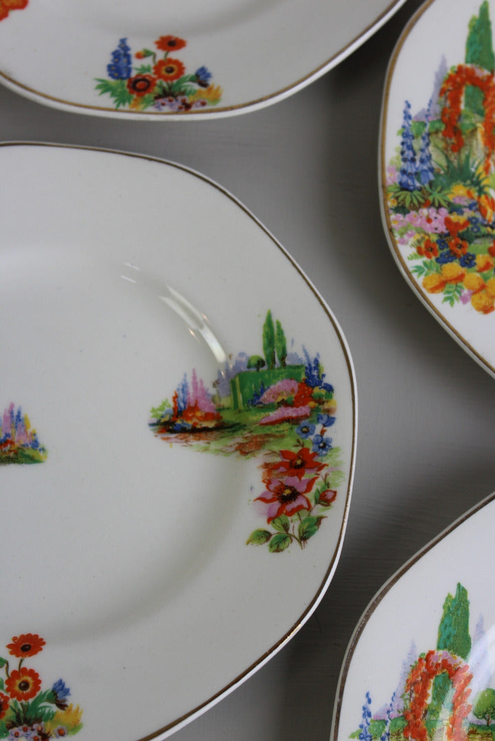 4 Vintage 1940s Tea Plates - Kernow Furniture