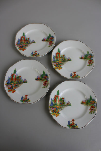 4 Vintage 1940s Tea Plates - Kernow Furniture