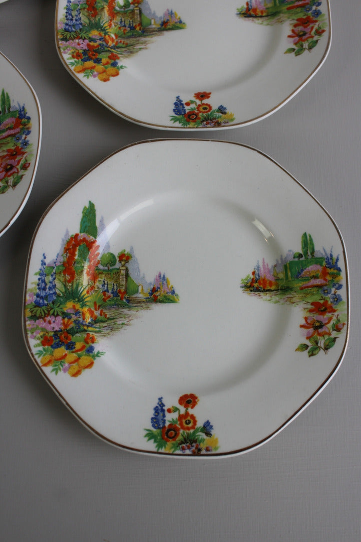 4 Vintage 1940s Tea Plates - Kernow Furniture