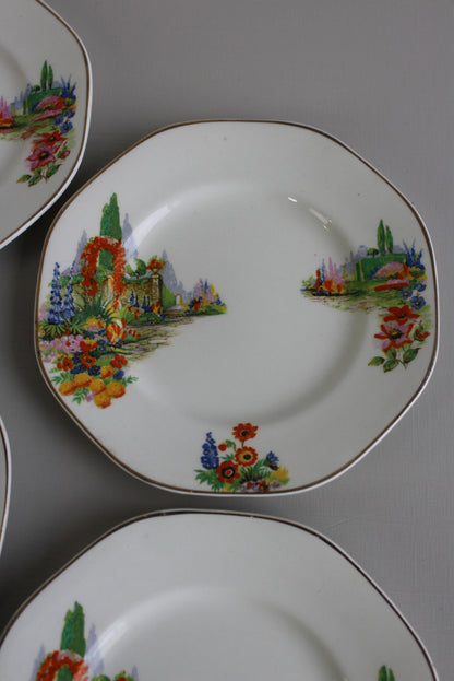 4 Vintage 1940s Tea Plates - Kernow Furniture