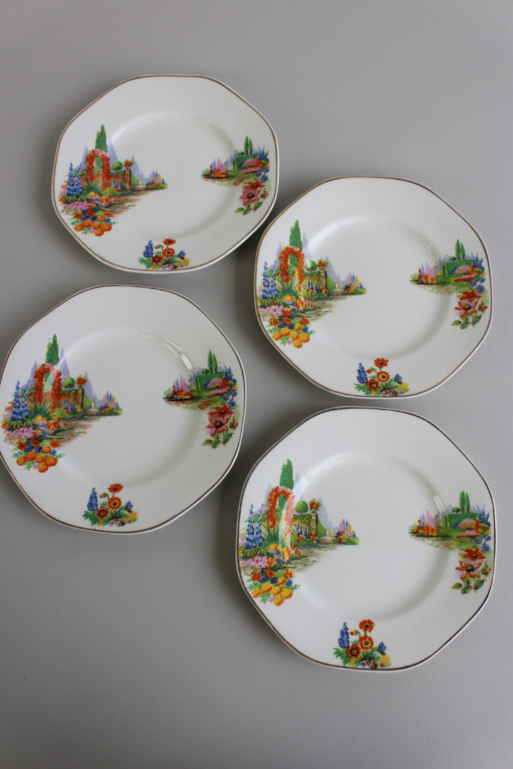 4 Vintage 1940s Tea Plates - Kernow Furniture