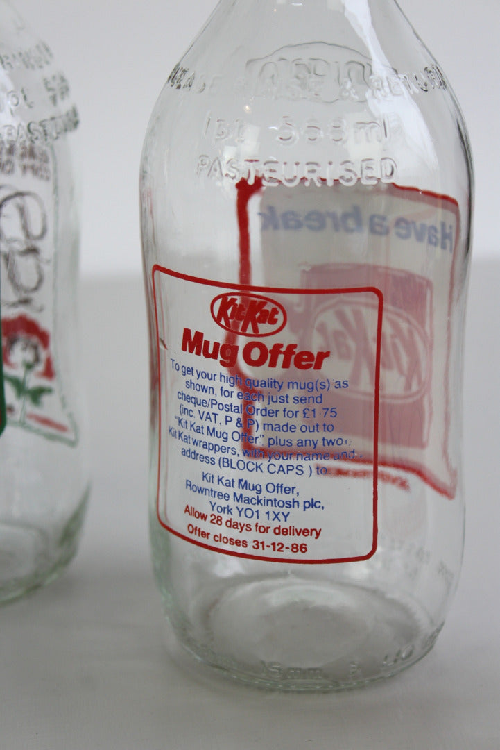 5 Vintage Glass Pint Milk Bottles - Kernow Furniture