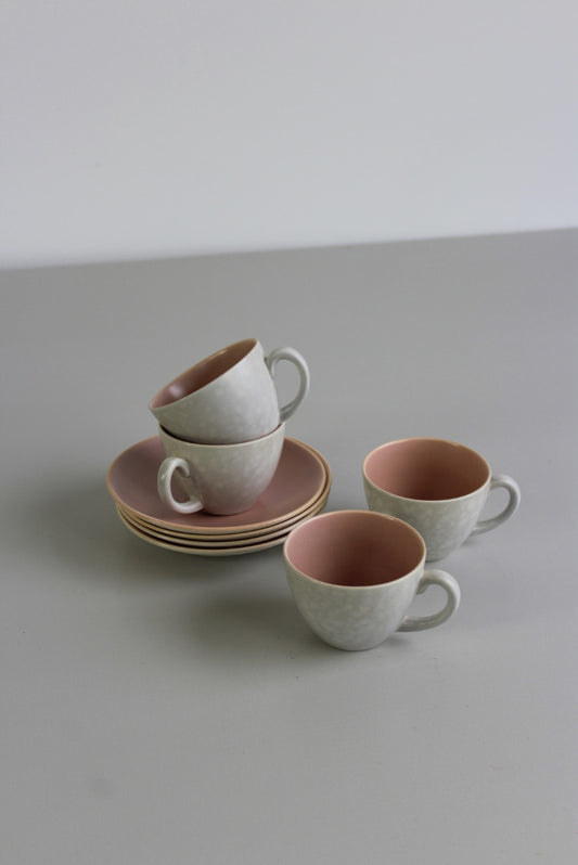 4 Vintage Poole Pottery Coffee Cups & Saucers - Kernow Furniture