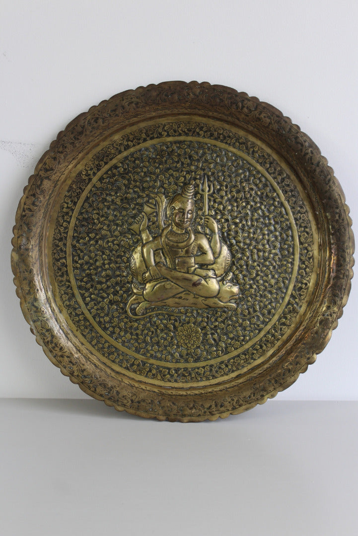 Decorative Indian Brass Tray - Kernow Furniture