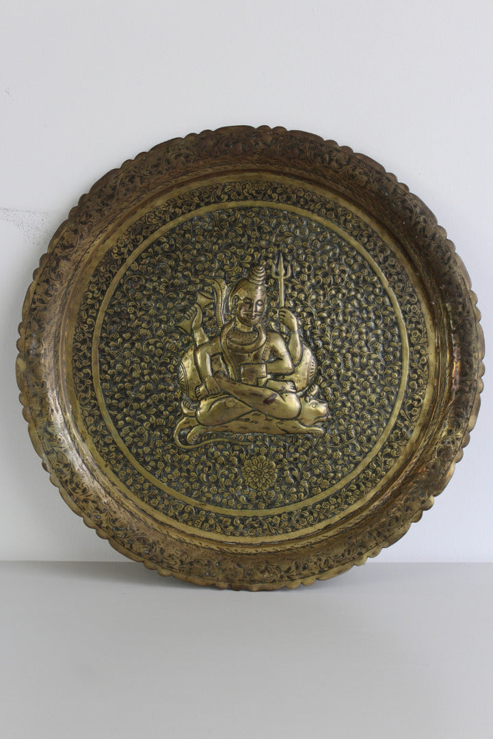 Decorative Indian Brass Tray - Kernow Furniture