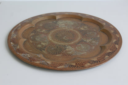 Vintage Eastern Brass Peacock Tray - Kernow Furniture