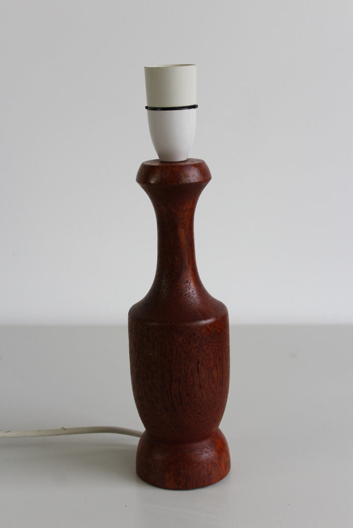 Vintage Turned Teak Table Lamp - Kernow Furniture