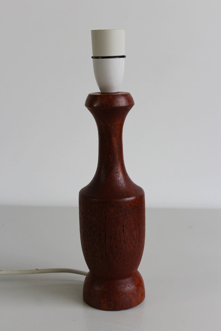 Vintage Turned Teak Table Lamp - Kernow Furniture