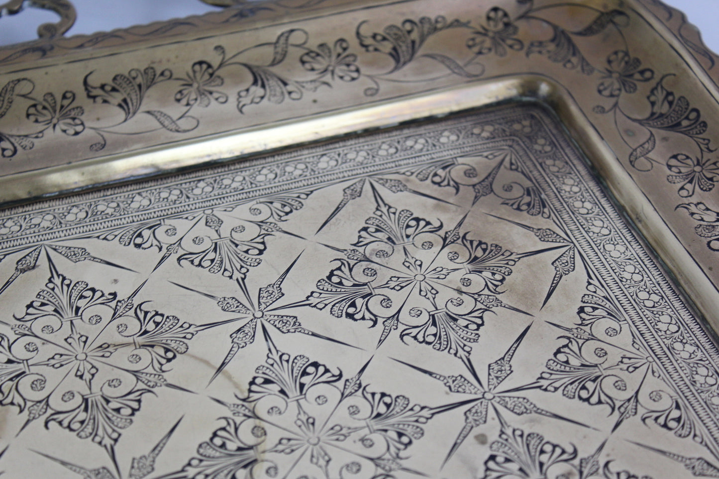 Eastern Brass Tea Tray - Kernow Furniture