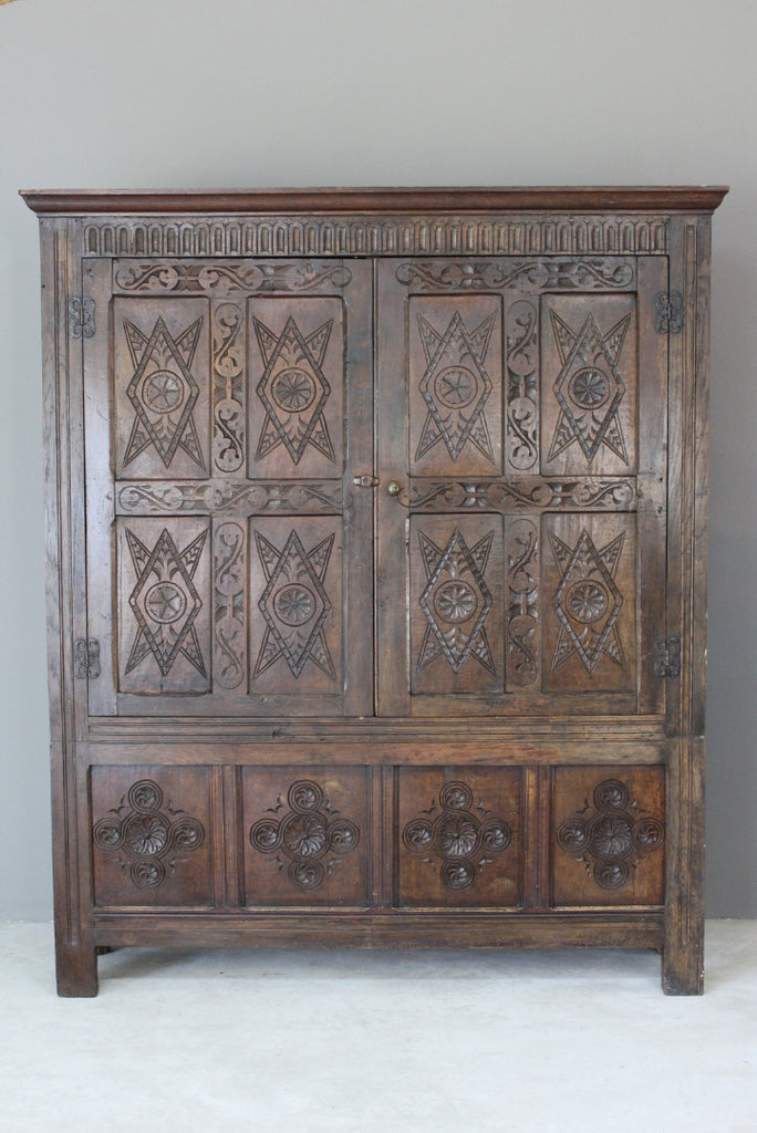 Antique Oak Livery Cupboard - Kernow Furniture