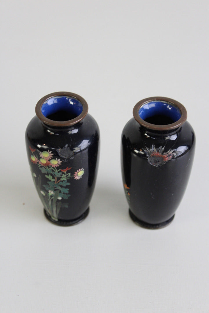 Pair Japanese Cloisonne Vase - Kernow Furniture