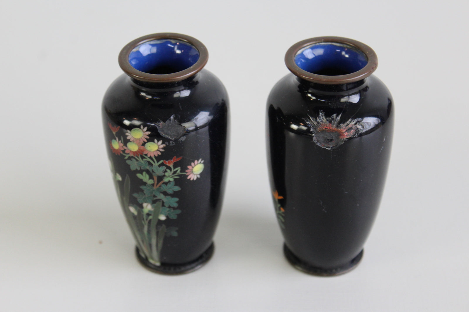 Pair Japanese Cloisonne Vase - Kernow Furniture