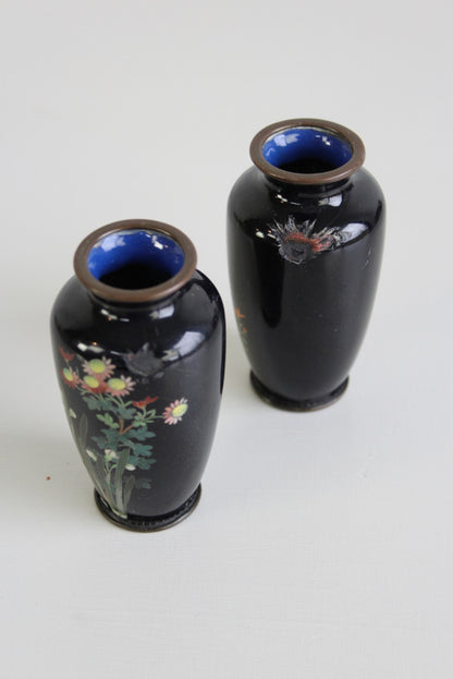 Pair Japanese Cloisonne Vase - Kernow Furniture