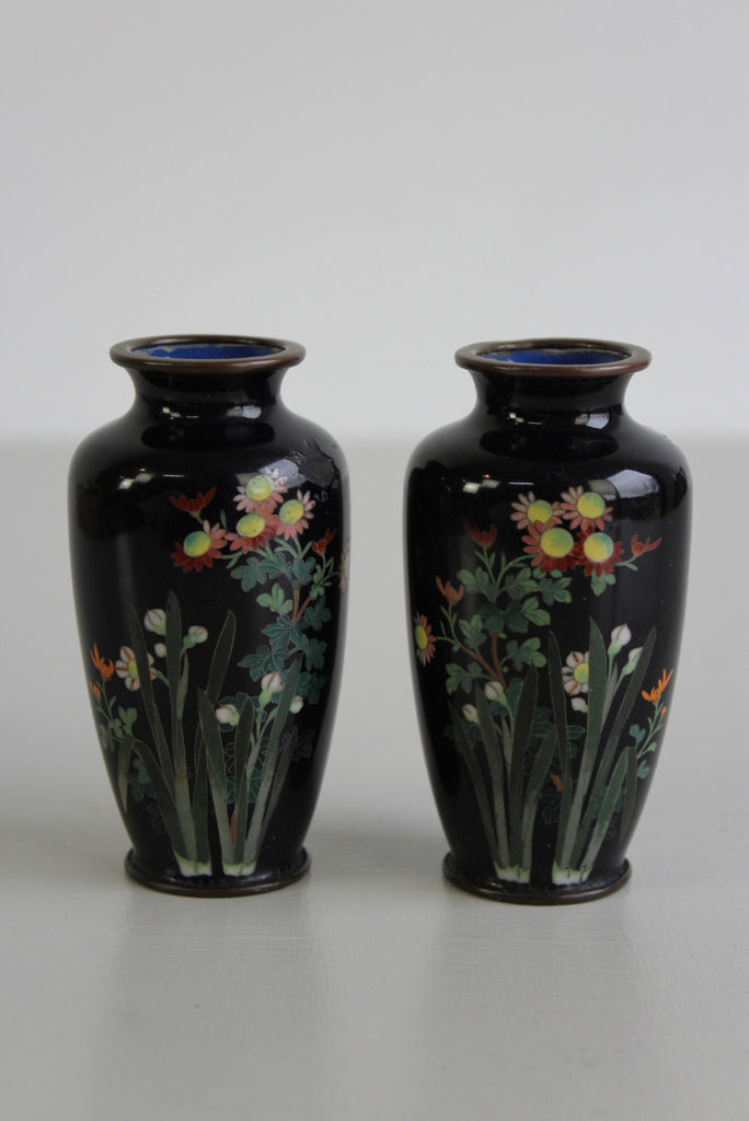Pair Japanese Cloisonne Vase - Kernow Furniture