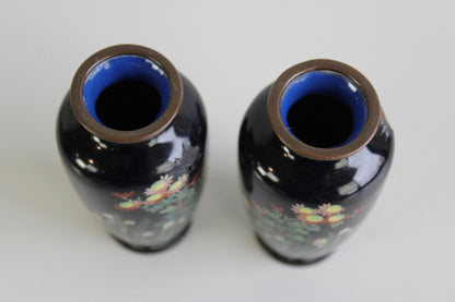 Pair Japanese Cloisonne Vase - Kernow Furniture