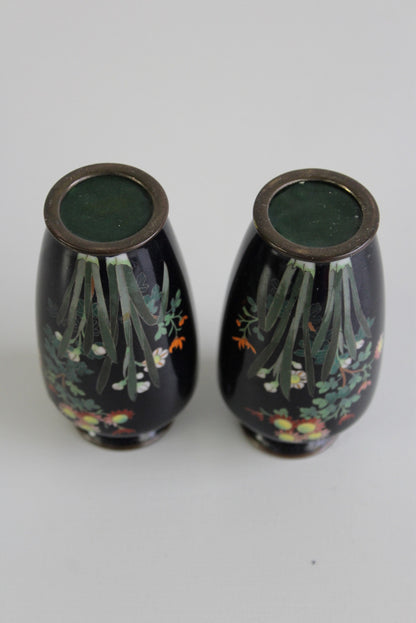 Pair Japanese Cloisonne Vase - Kernow Furniture