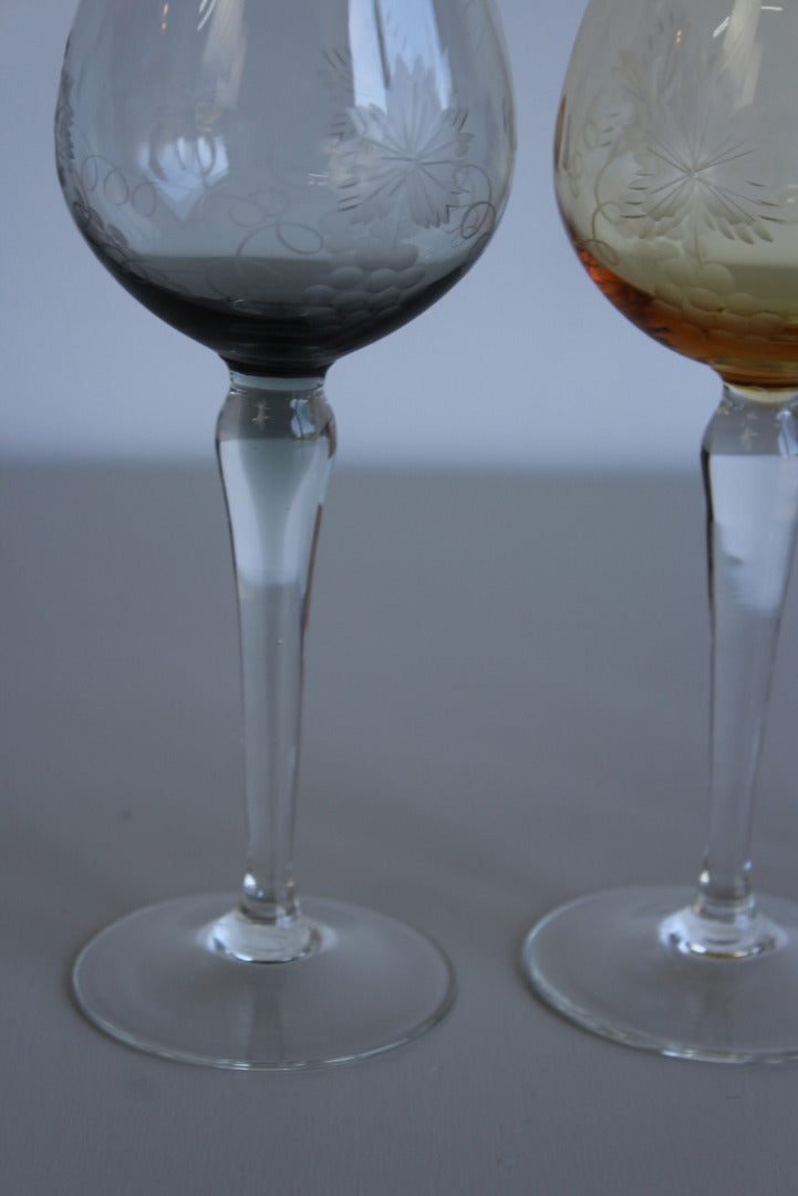 Coloured Glass Hock Wine Glasses - Kernow Furniture