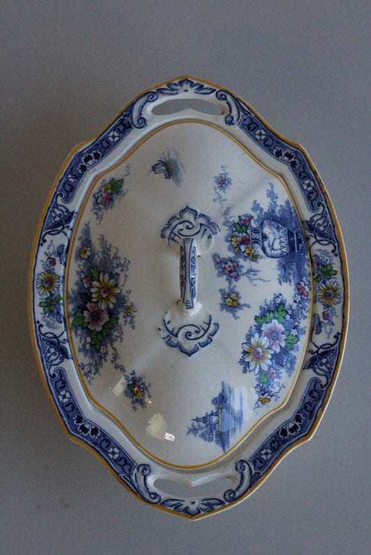 Vintage Chelsea Ivory Blue & White Tureen - Kernow Furniture