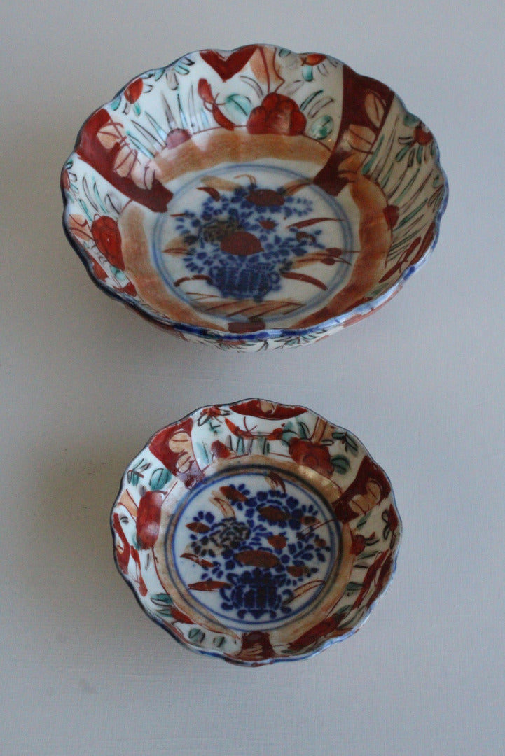 Pair Vintage Imari Bowls - Kernow Furniture