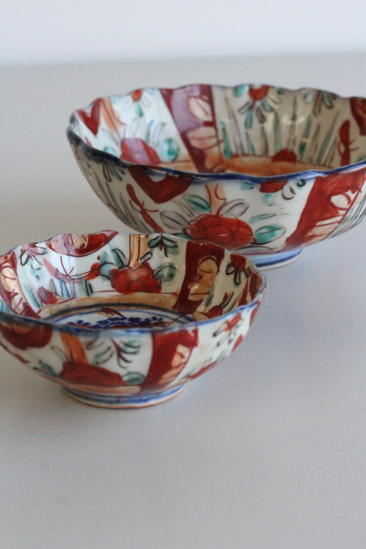 Pair Vintage Imari Bowls - Kernow Furniture