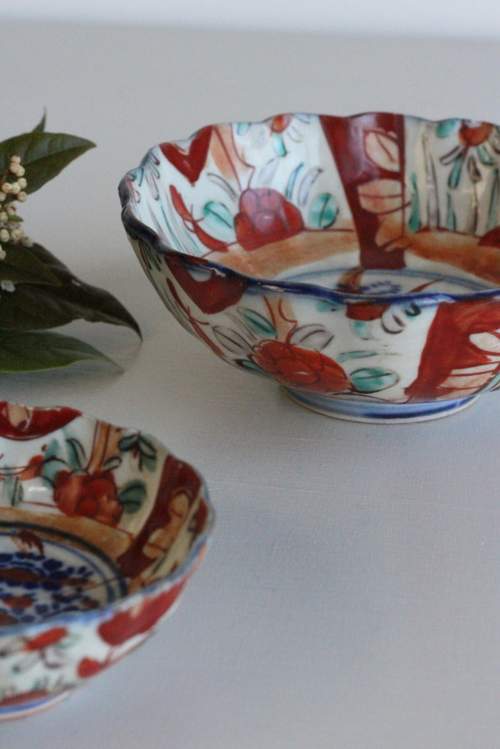 Pair Vintage Imari Bowls - Kernow Furniture