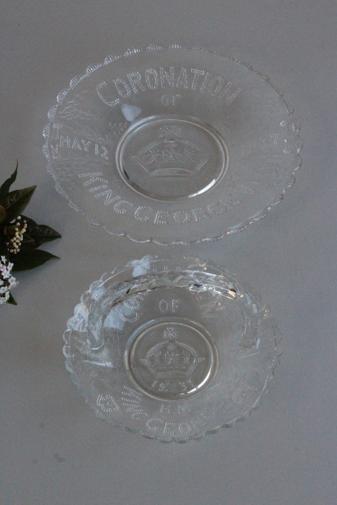 King George VI Glass Plate & Bon Bon Dish - Kernow Furniture