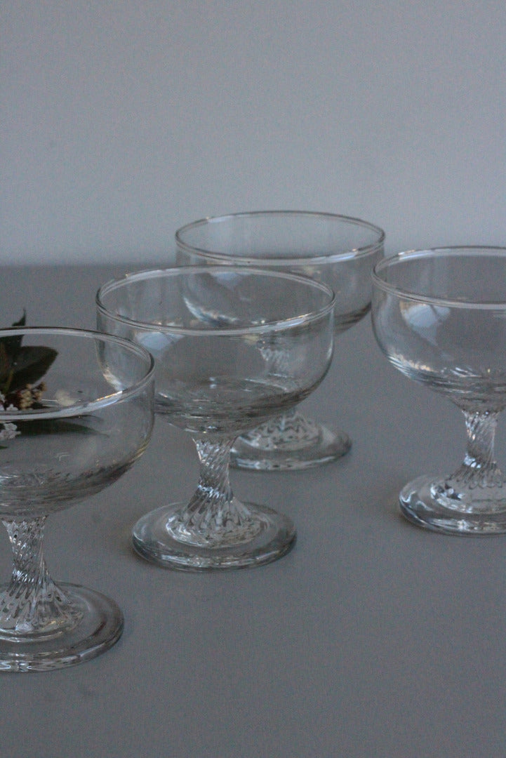 4 Vintage Glass Dessert Bowls - Kernow Furniture